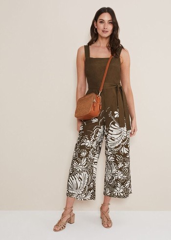 Phase Eight Rosalia Wide Leg Jumpsuit Khaki USA | 9021874-UN